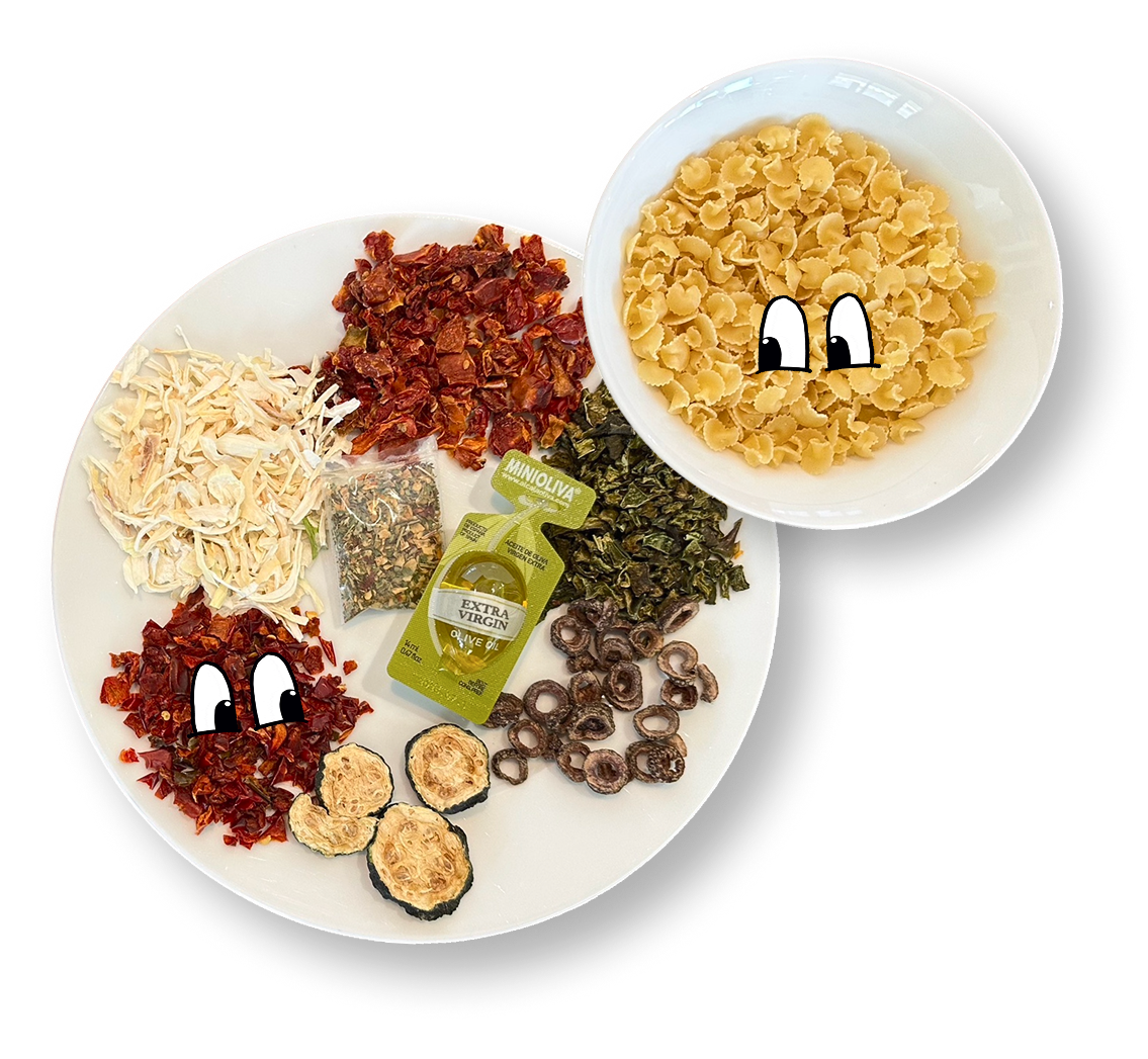 plates with ingredients